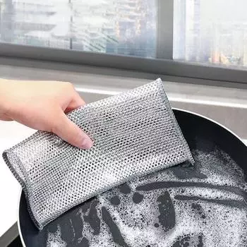 Тряпки для мытья посуды Универсальная проволочная щетка Салфетка для сухой и влажной чистки Проволока из алюминиевой фольги Бытовая сетка для очистки масла 5pcs