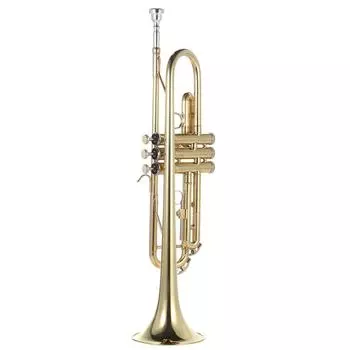 Труба Juspins Bb Flat Brass, покрытая золотом, изысканный прочный музыкальный инструмент с мундштуком, перчатками, ремешком и футляром