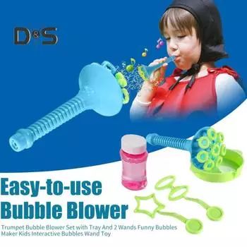 Труба набор для мыльных пузырей с подносом и 2 палочками забавный создатель пузырей дети интерактивная игрушка палочка для мыльных пузырей A