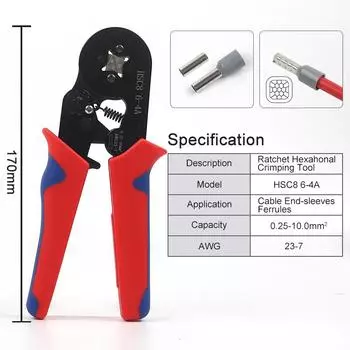 Трубчатые клещи для обжима клемм Инструменты для обжима мини-наконечников проводов HSC8 6-4A 6-6A для советов по ремонту электрических разъемов