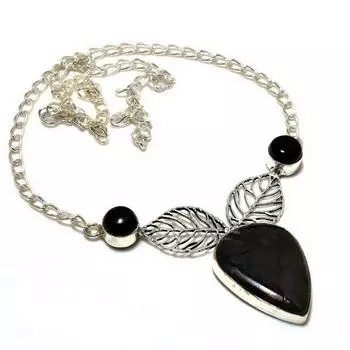 Трубчатый агат, черный оникс, драгоценный камень 925, посеребренное ювелирное ожерелье, 18 дюймов 18 красный