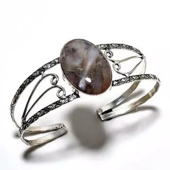 Трубчатый агат, драгоценный камень 925, посеребренный браслет-манжета ручной работы для ювелирных изделий