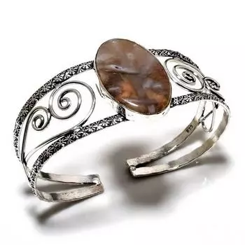 Трубчатый агат, драгоценный камень 925, посеребренный браслет-манжета ручной работы для ювелирных изделий