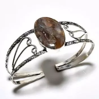 Трубчатый агат, драгоценный камень 925, посеребренный браслет-манжета ручной работы для ювелирных изделий