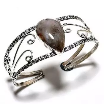 Трубчатый агат, драгоценный камень 925, посеребренный браслет-манжета ручной работы для ювелирных изделий