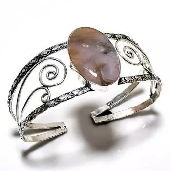 Трубчатый агат, драгоценный камень 925, посеребренный браслет-манжета ручной работы для ювелирных изделий