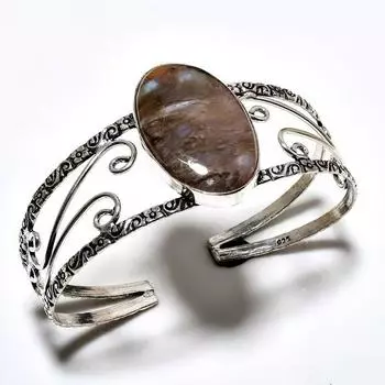 Трубчатый агат, драгоценный камень 925, посеребренный браслет-манжета ручной работы для ювелирных изделий