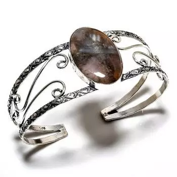 Трубчатый агат, драгоценный камень 925, посеребренный браслет-манжета ручной работы для ювелирных изделий