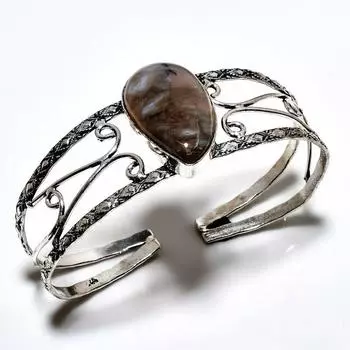 Трубчатый агат, драгоценный камень 925, посеребренный браслет-манжета ручной работы для ювелирных изделий