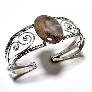 Трубчатый агат, драгоценный камень 925, посеребренный браслет-манжета ручной работы для ювелирных изделий