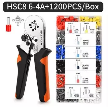 Трубчатый пресс-зажим, обжимные клещи, электрические клеммы для проводов, гильзы, набор разъемов, обжимные клещи для трубок, наконечники с трещоткой HSCB6-6+1200 Terminal
