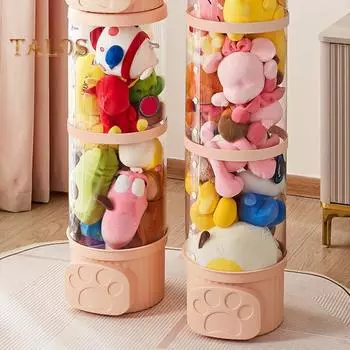 Трубка для хранения плюшевых игрушек, вертикальный органайзер для плюшевых кукол, прозрачное ведро для игрушек для домашних животных, мягкая детская игрушка Single Layer белый