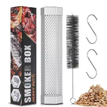 Трубка для копчения гранул 12 дюймов из нержавеющей стали для барбекю из древесных гранул, дымовая трубка для холодного/горячего копчения, работает с электрическим газом