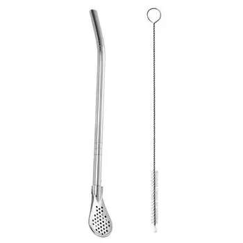 Трубочки для питья чая, ложка-фильтр, разноцветная нержавеющая сталь с щеткой, даже сетка, многоразовый инструмент для чая из тыквы