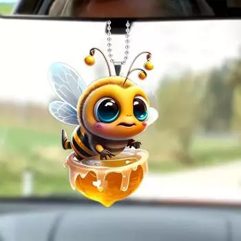 Трудолюбивая маленькая пчелка, 2D, плоское акриловое украшение для зеркала заднего вида автомобиля, украшение модных аксессуаров для дома, украшение сумок и брелоков M