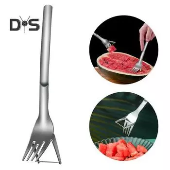 Трудосберегающий резак для арбуза, многоразовая красивая вилка для резки фруктов, кухонный инструмент серебряный