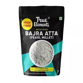True Elements Bajra Atta 1 кг без глютена | Мука из жемчужного проса с высоким содержанием питательных веществ | Смесь хлопьев для завтрака с высоким содержанием клетчатки | Здоровое питание