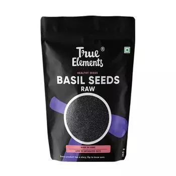 True Elements Basil Seeds 250 г - Семена Sabja | Семена Tukmaria с высоким содержанием клетчатки и омега-3 | Семена для еды | Управление весом | Семена Tukmaria