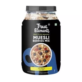 True Elements Berries Mix Muesli 1 кг - Ягодные мюсли с клюквой и черникой | Ягодные мюсли | Диетическое питание | Мюсли, богатые белком