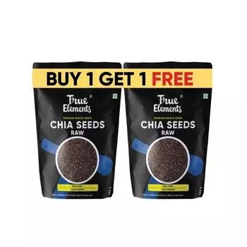 True Elements Chia Seeds 1 кг от - Sabja Seeds | Полезные семена для контроля веса | Семена для еды | Диетические закуски | Упаковка 500 г из 2 шт.
