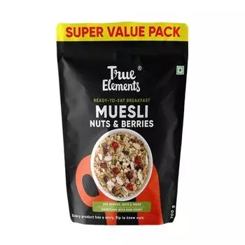 True Elements Muesli Nuts & Berries 700 г - с 14% проса, миндаля и клюквы | Мюсли Nuts Delight | Сухие завтраки | 100% цельное зерно