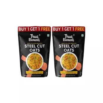 True Elements Овсяные хлопья из стали 3 кг (1,5 кг * 2) - Овсяные хлопья из необработанного зерна | 100% цельное зерно | Богатый белком завтрак из овса | Здоровый и богатый клетчаткой завтрак