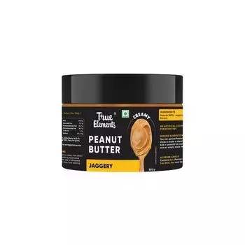True Elements Peanut Butter Creamy Jaggery 350 г от True Elements - чистый белок, арахисовое масло для фитнеса, несладкое, кремовое