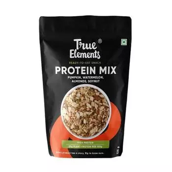 True Elements Protein Mix Seeds 125 г - семена тыквы, семена арбуза, миндаль и соевые орехи, растительные белковые закуски, диетические закуски