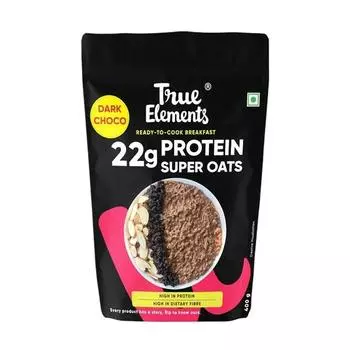 True Elements Protein Oats 400 г — овес с темным шоколадом | Супер-овсянка с 22 г растительного белка | Завтрак, богатый белком | 100% цельнозерновой овес