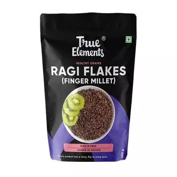 True Elements Ragi Flakes 450 г - хлопья из пальчикового проса | Завтрак с высоким содержанием клетчатки и белка | Простые хлопья без глютена | Диетическое питание