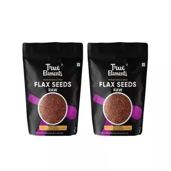 True Elements семена льна сырые 1 кг (500 г*Упаковка из 2 шт.) - Богатые клетчаткой семена алси | Семена льна для роста волос | Семена для еды | Здоровое питание
