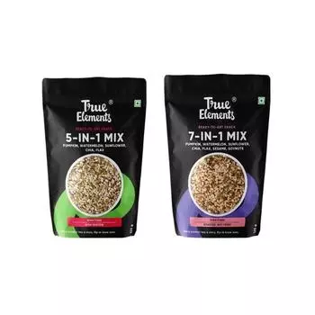 True Elements Trail Mix 250 г - 7 в 1 смесь семян и орехов 125 г + 5 в 1 смесь супер семян 125 г - диетическое питание для снижения веса, жареные семена, смесь семян
