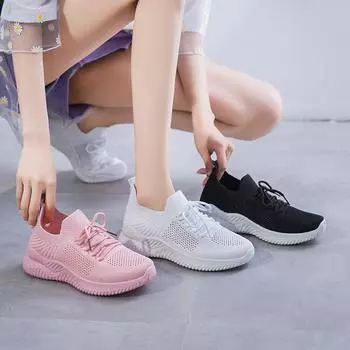 True flying woven mesh sneakers female students spring and summer new women s shoes Korean version versatile little white shoes breathable mesh sho 36