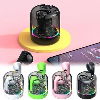 True Wireless 5.3 Bluetooth Headphones Music Bucket With Light Effect In-Ear Noise-Cancelling Sports Gaming Headphones чёрный