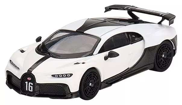 TrueScale Miniatures MINI GT Bugatti Chiron Pursport White Left Handle Finished Product 1/64