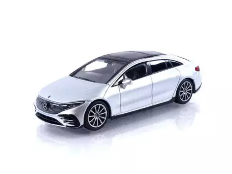 TrueScale Miniatures MINI GT EQS 580 4MATIC High Tech Silver Metallic Готовый продукт 1/64 Mercedes-Benz (Левая ручка)