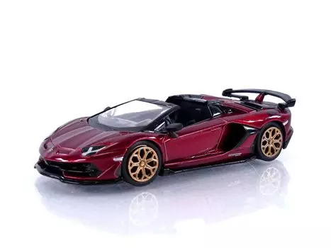TrueScale Miniatures MINI GT Lamborghini Aventador SVJ Roadster Rosso Efesto с левой ручкой, готовый продукт 1/64 (красный)