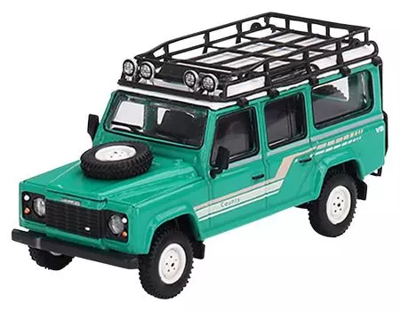 TrueScale Miniatures MINI GT Land Rover Defender 110 1985 County Station Wagon Tritend Green Right Handle Finished Product 1/64