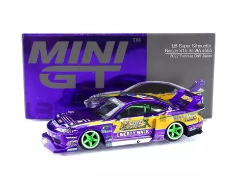 TrueScale Miniatures MINI GT Nissan Silvia Silhouette 2022 Formula Drift Japan Right Handle Finished Product 1/64 (S15) LB-Super #555