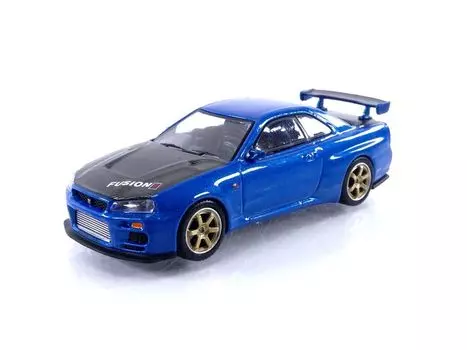 TrueScale Miniatures MINI GT Nissan Skyline R34 Top Secret Bayside Blue Готовый продукт 1/64 GT-R (Правая ручка)