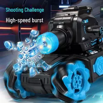 трюковая машина с дистанционным управлением: Детская многопользовательская внедорожная битва водяными бомбами со светом и музыкой Blue Tank with Single Remote