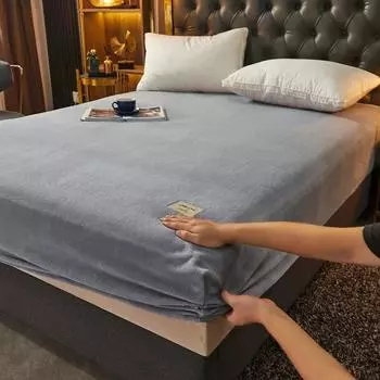 Truly Velvet Fitted Sheet Queen Luxury Super Soft Cozy Comfy Fleece Bottom with 12 Deep Pocket,Suitable for Fall Winter and Spring, No Pillowcases Bed sheet (90x200x25cm) серебряный серый