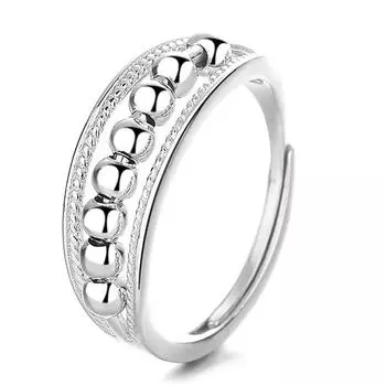 Trumium 100% S925 стерлингового серебра тревожность шариковые кольца для женщин мода открытие регулируемые кольца ювелирные изделия подарок Resizable серебряный