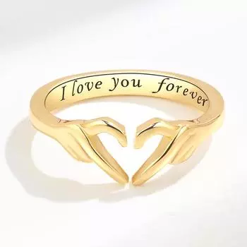 Trumium 100% Серебро 925 Полые Романтические Сердца Руки Объятия Открытые Кольца для Женщин Девочек-Подростков Регулируемое Кольцо На Палец Панк Жест Resizable