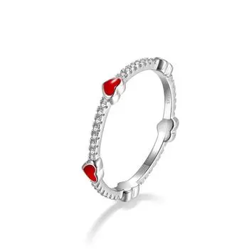 Trumium 925 стерлингового серебра цветной эмали сердца обручальные кольца для женщин сверкающий циркон обручальное кольцо ювелирные изделия подарок Anel 5