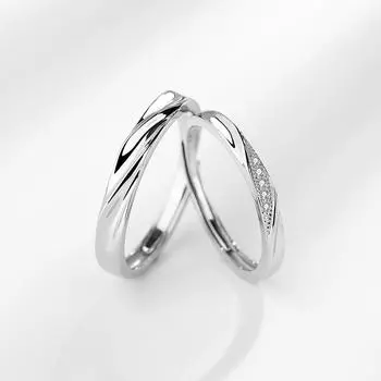 Trumium Пара S925 Серебряные мужские и женские кольца Endless Love Регулируемые кубические цирконии Свадебные обещания Парные кольца resizable&Rhodium Plated