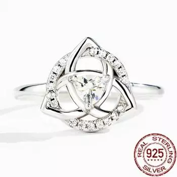 Trumium S925 Стерлингового Серебра Три Цветка Кольца Для Женщин Белый Циркон Инкрустация Тонкий Узел Сестер Штабелируемое Кольцо Модные Ювелирные Изделия 6&925 sterling silver