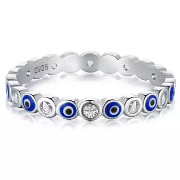 Trumium Solid S925 стерлингового серебра с синей эмалью сапфировое глазное кольцо обручальные кольца вечности для женщин Lucky Fine Jewelry Party Gifts 6