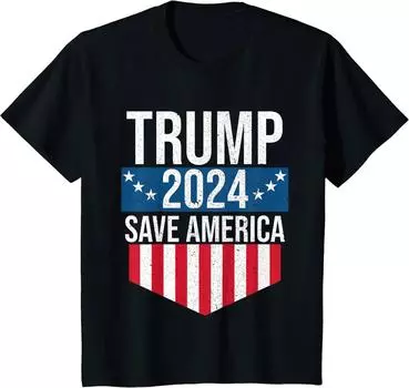Trump 2024 Save America Print Унисекс/Женские повседневные модные топы с круглым вырезом Летние футболки y2k Негабаритные футболки с короткими рукавами WoUnisex Одежда 2XL