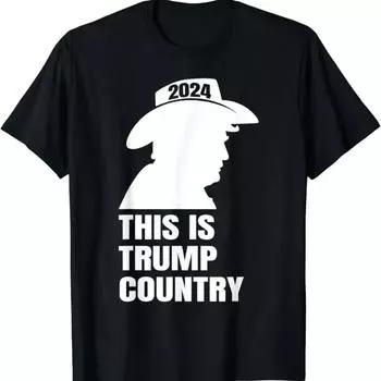 Футболка Trump Country Keep America Great Republican 2024 для мужчин в ковбойском стиле из 100% хлопка с короткими рукавами S чёрный